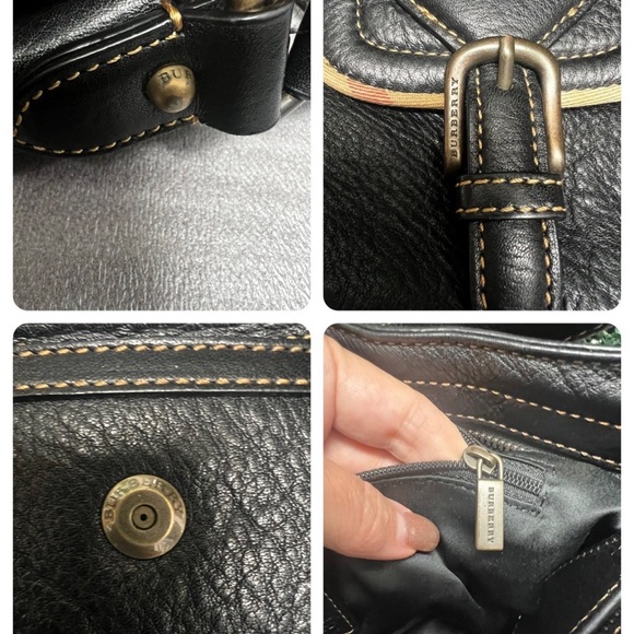 BURBERRY Calfskin Two Front Pocket Shoulder Bag Black - Picture 5 of 11